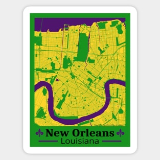 New Orleans Map - Mardi Gras Colors Sticker